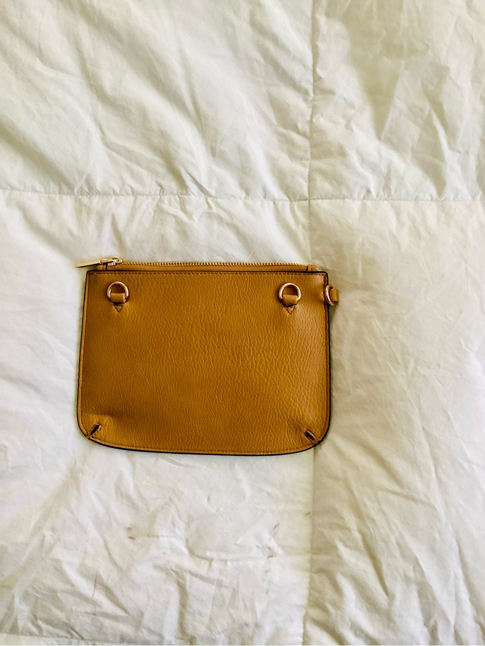 Poppy & Peonies Vegan Leather Camel Crossbody Bag with Removable Pouch - Picture 6 of 8